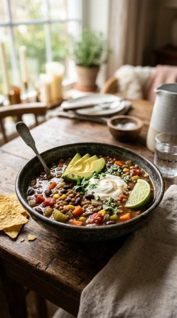 Protein-Packed Black Bean and Lentil Soup