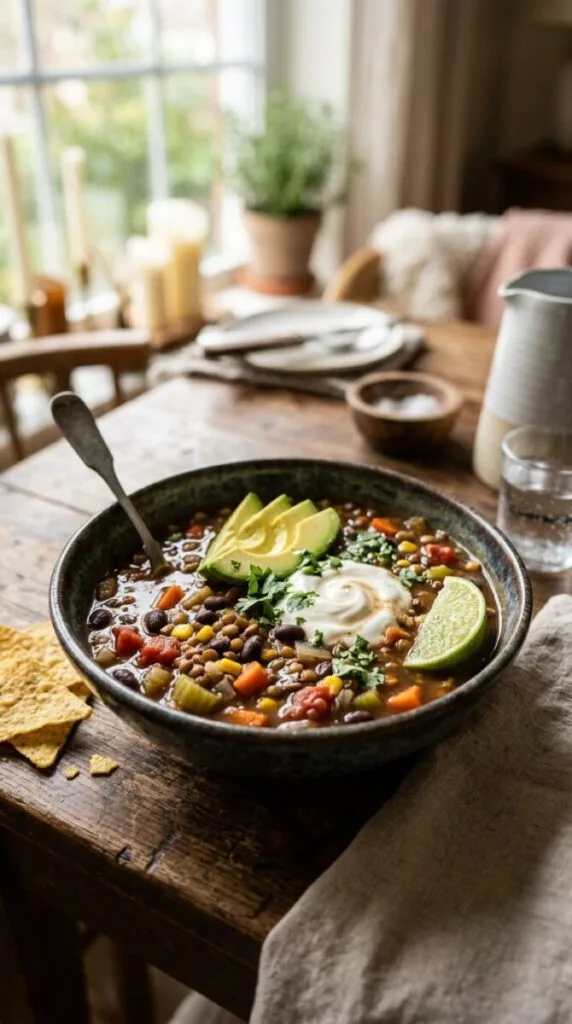 Protein-Packed Black Bean and Lentil Soup
