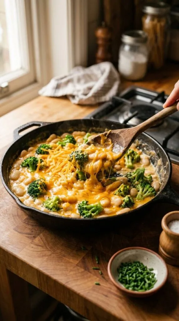 Broccoli-Cheddar Butter Beans Recipe