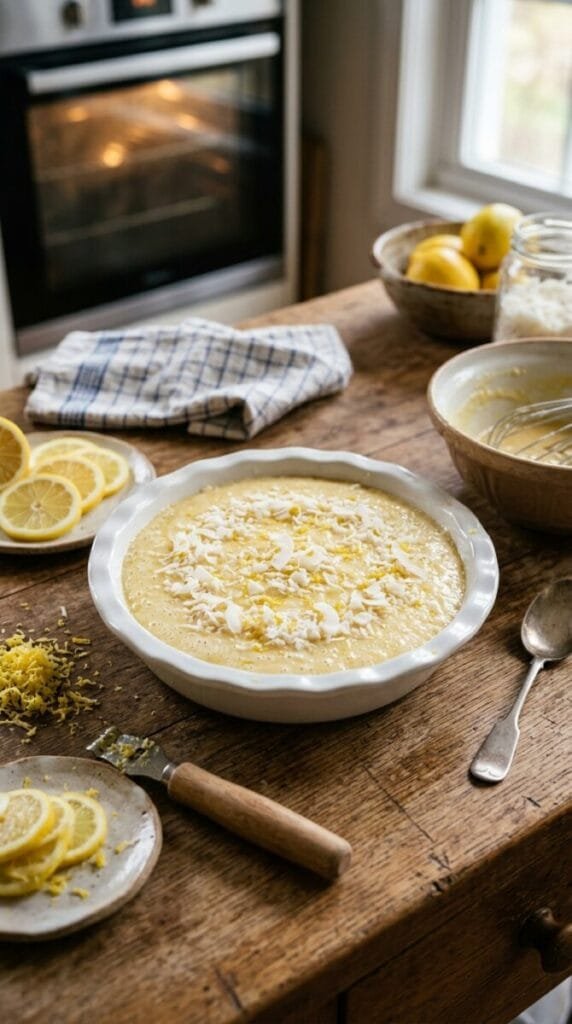 Lemon Impossible Pie with Condensed Milk