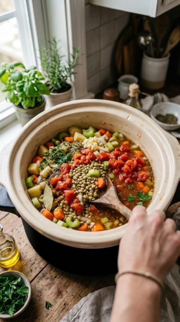 Crockpot Creamy Lentil Vegetable Stew