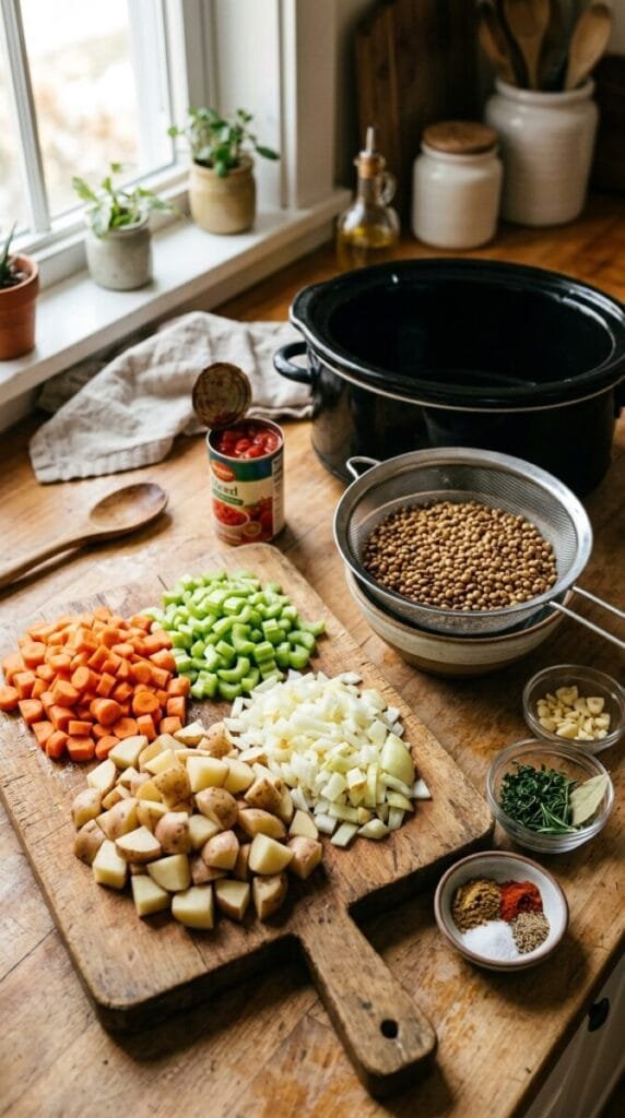Crockpot Creamy Lentil Vegetable Stew