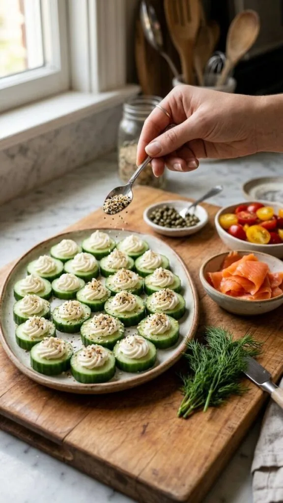 Delicious Everything Bagel Cucumber Bites Recipe