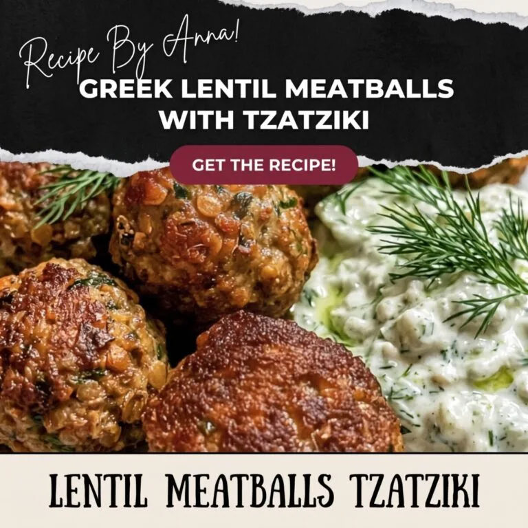 Cozy Greek Lentil Meatballs with Tzatziki