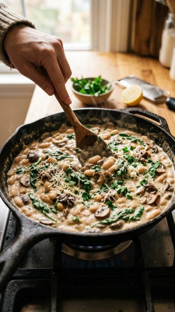 Creamy White Bean and Mushroom Skillet — One Pan, 30 Minutes, Deeply Satisfying