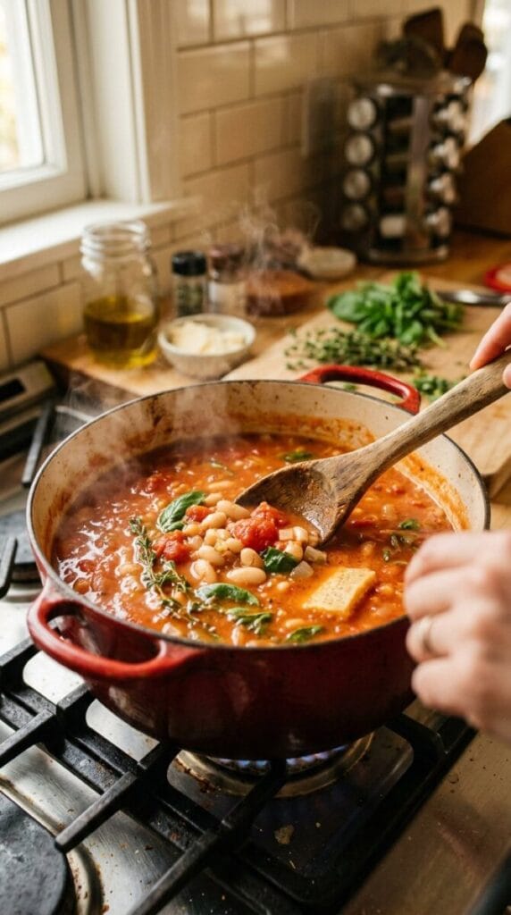 Creamy Parmesan Tomato and Cannellini Bean Soup Recipe