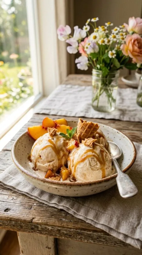 Peach Bourbon Vanilla Bean Ice Cream