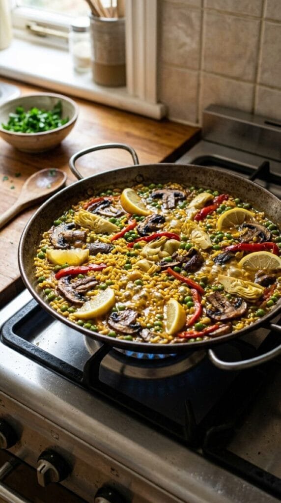 Vegan Paella with Mixed Mushrooms