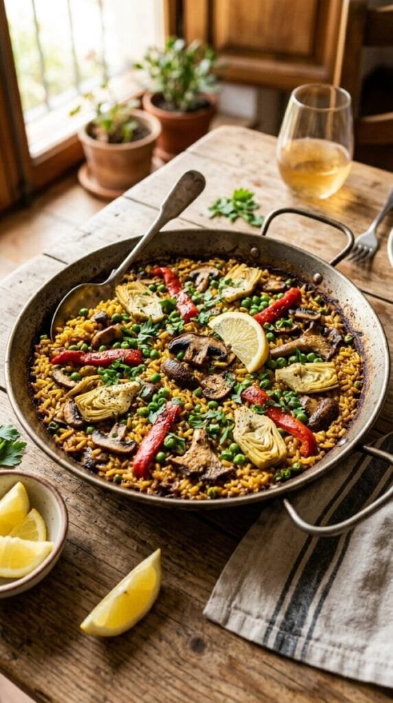 Vegan Paella with Mixed Mushrooms