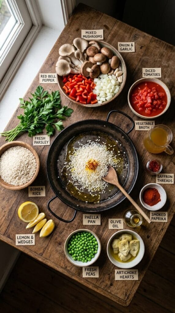 Vegan Paella with Mixed Mushrooms