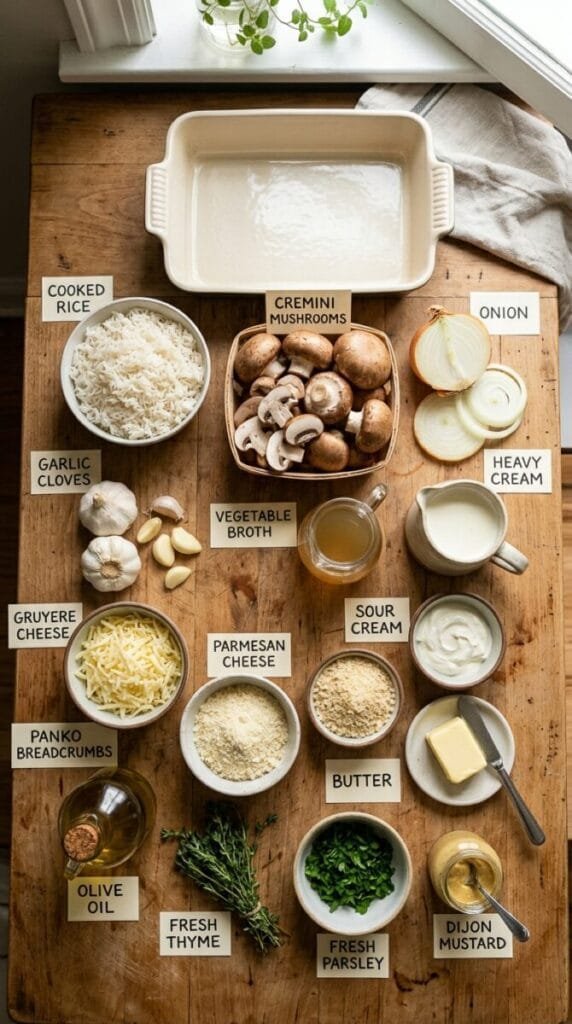 Irresistible Vegetarian Garlic Mushroom Rice Casserole