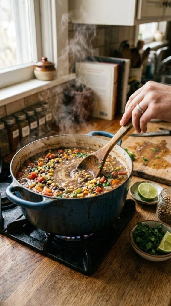 Protein-Packed Black Bean and Lentil Soup