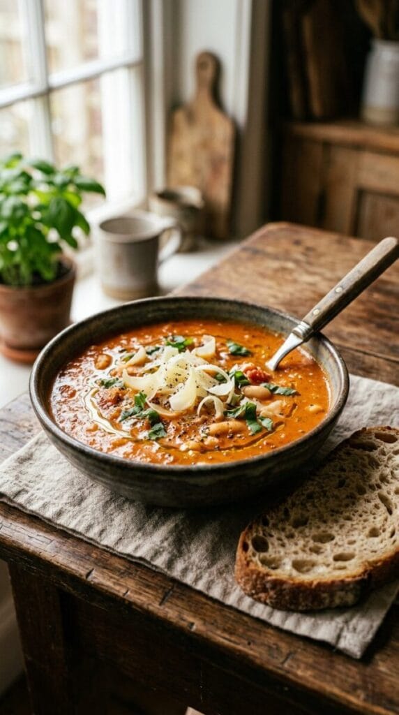 Creamy Parmesan Tomato and Cannellini Bean Soup Recipe