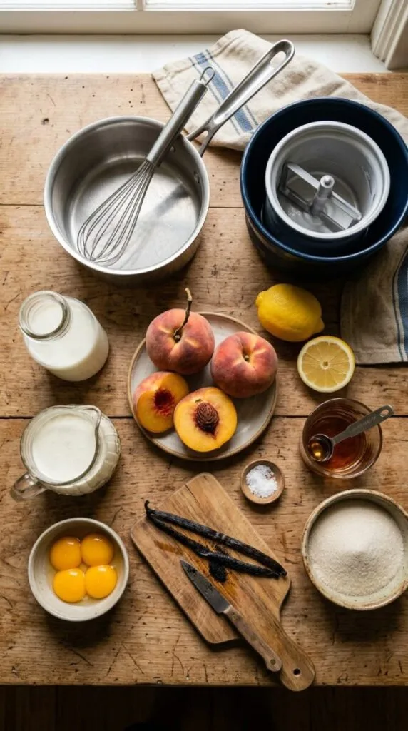 Peach Bourbon Vanilla Bean Ice Cream