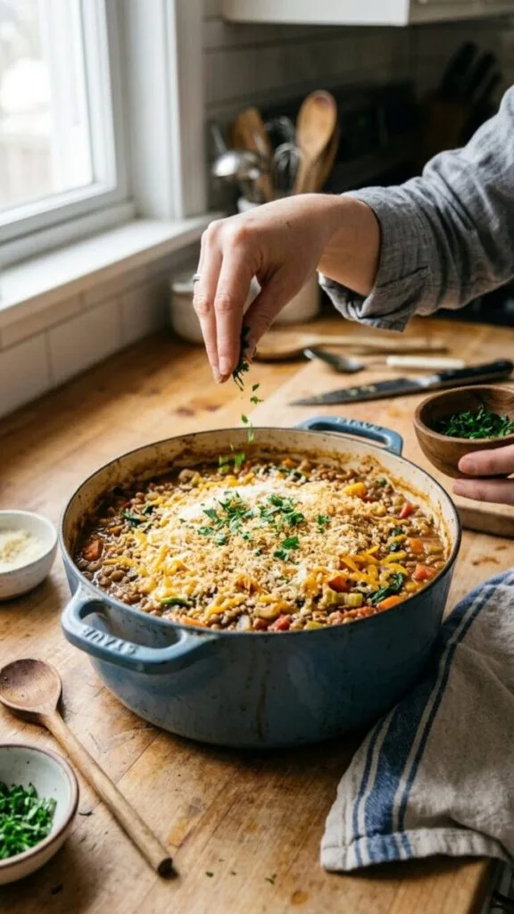 Easy 1-Pot Vegetarian Lentil Casserole for Dinner