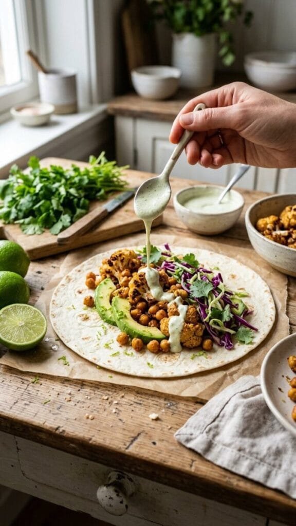 Chili Lime Chickpea Cauliflower Wraps Recipe