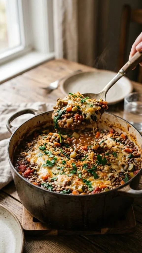 Easy 1-Pot Vegetarian Lentil Casserole for Dinner
