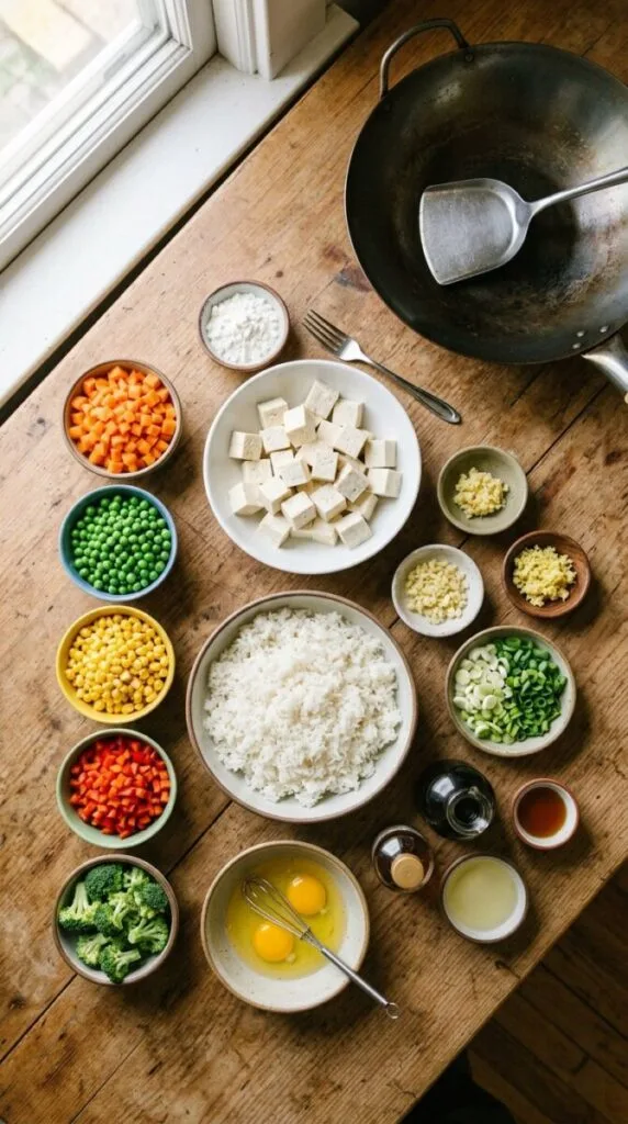 Easy Tofu Fried Rice with Veggies and Soy