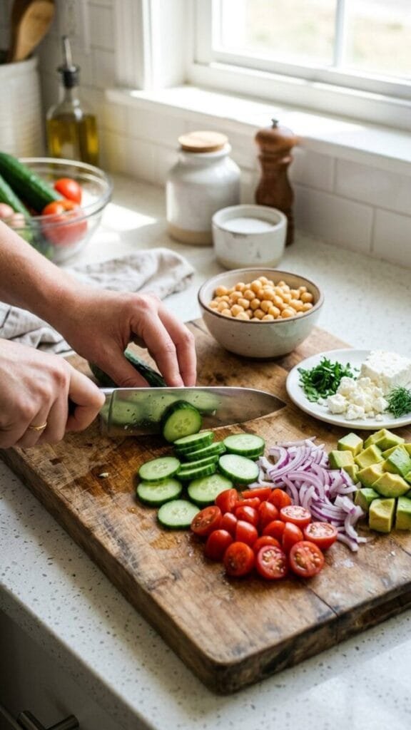 Easy Chickpea Feta Avocado Salad