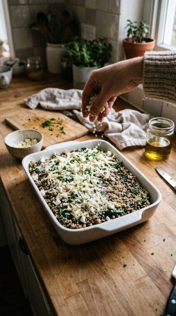 Healthy Quinoa Lentil Spinach Bake