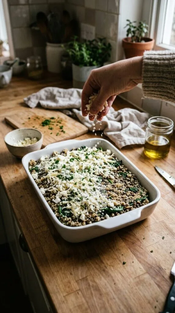 Healthy Quinoa Lentil Spinach Bake