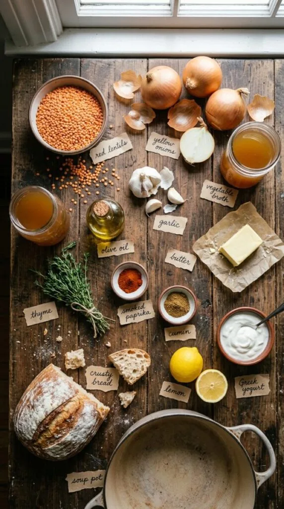 Caramelized Onion Red Lentil Soup