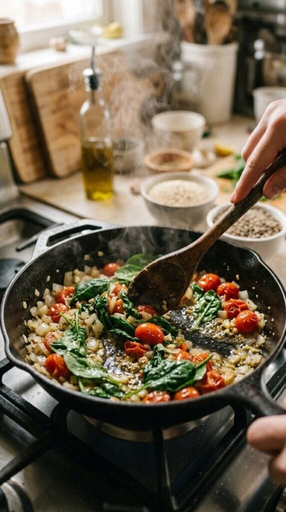 Healthy Quinoa Lentil Spinach Bake
