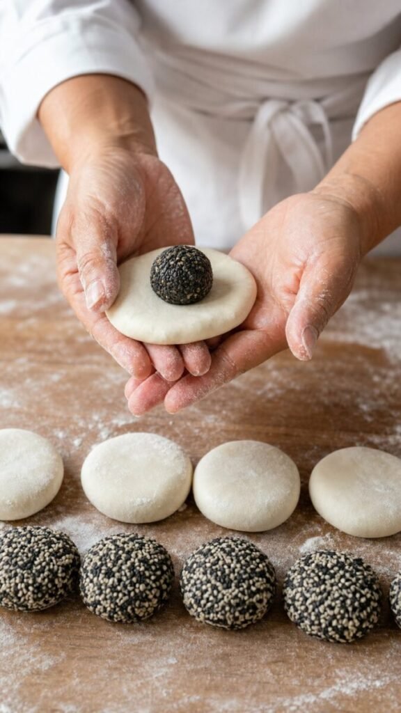 Chinese Sweet Black Sesame Glutinous Rice Cakes Recipe
