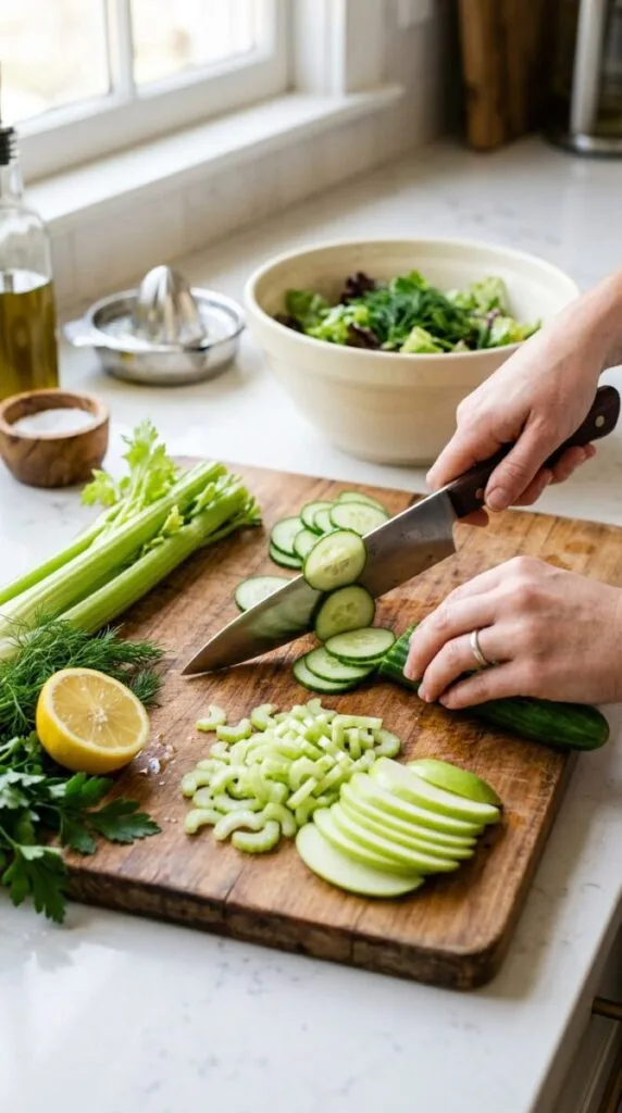 Simple Cucumber Celery Salad with Green Apple