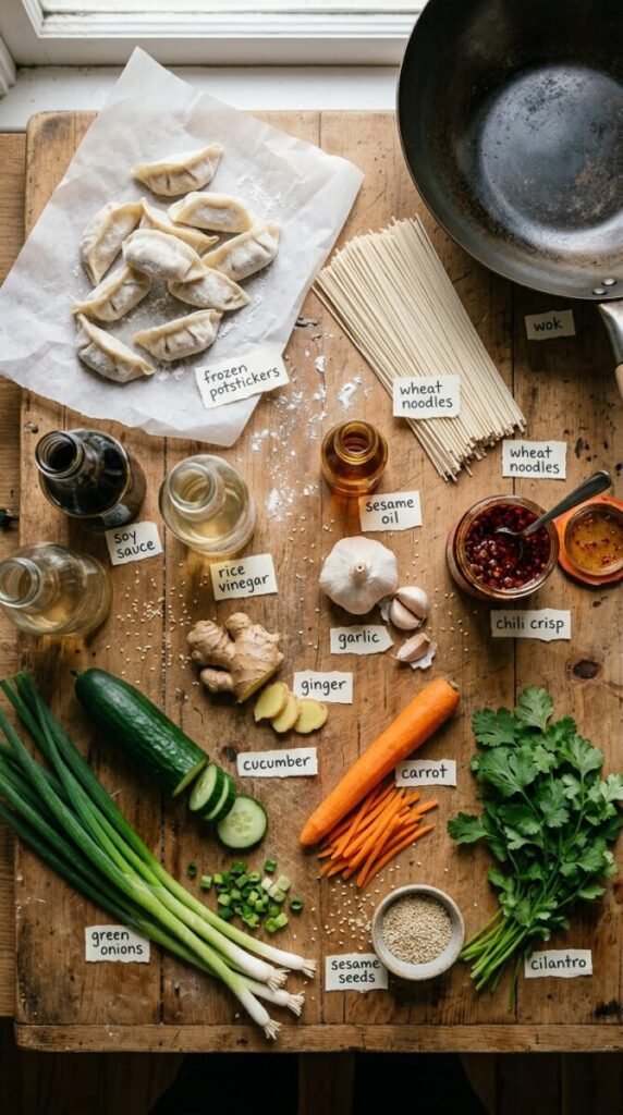 Chinese Delicious Potsticker Noodle Bowl Recipe