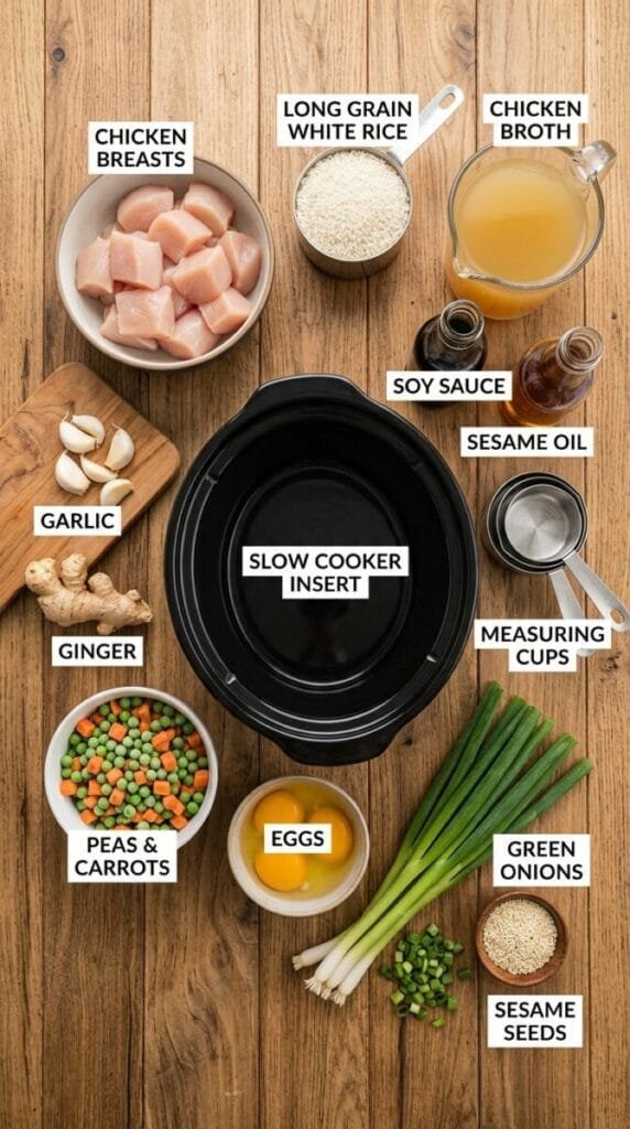 Easy Dump and Go Crockpot Chicken Fried Rice
