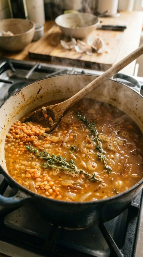 Caramelized Onion Red Lentil Soup