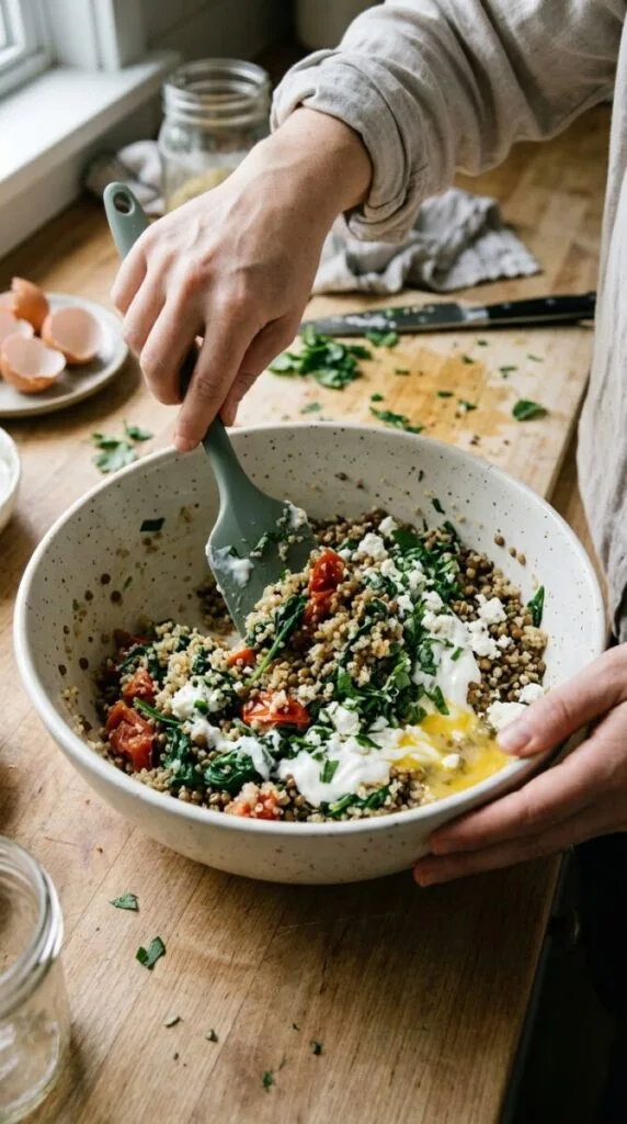 Healthy Quinoa Lentil Spinach Bake