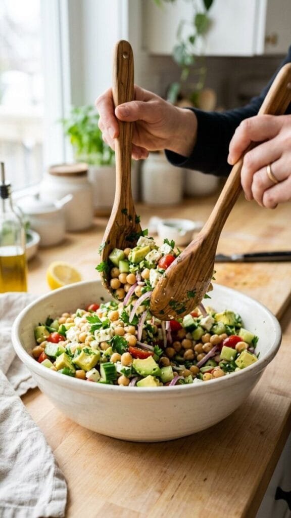 Easy Chickpea Feta Avocado Salad