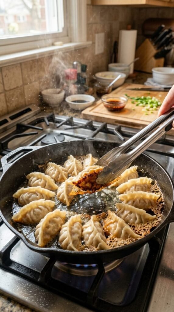 Chinese Delicious Potsticker Noodle Bowl Recipe