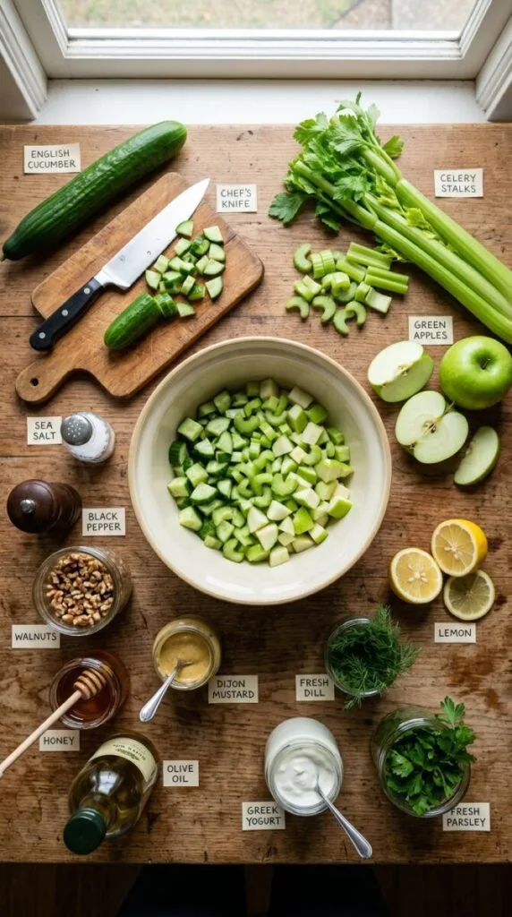 Simple Cucumber Celery Salad with Green Apple