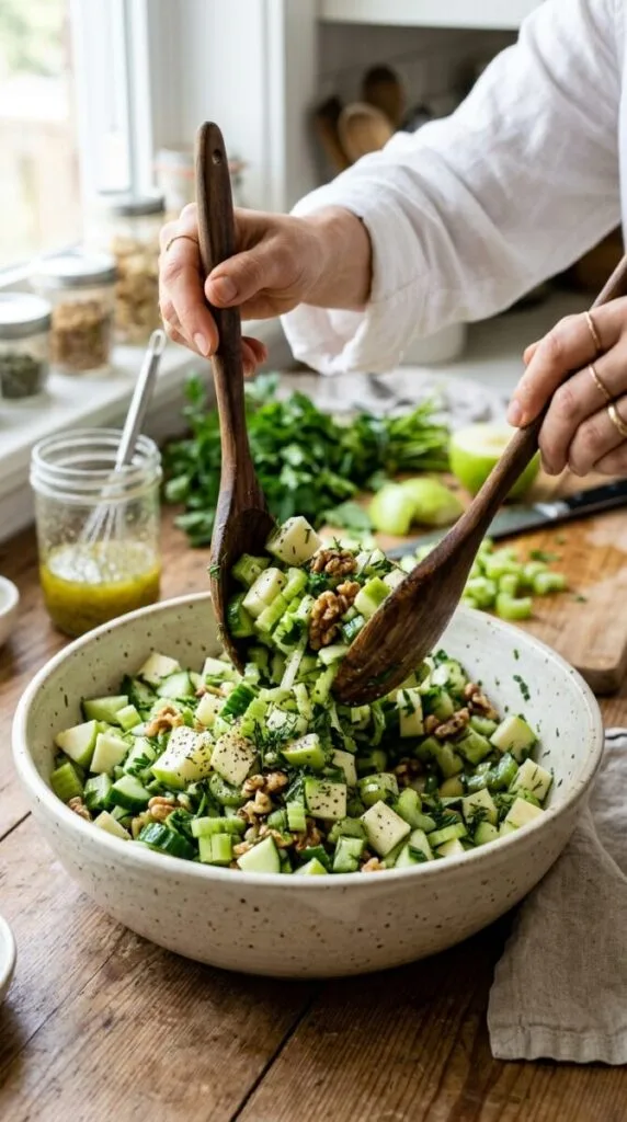 Simple Cucumber Celery Salad with Green Apple