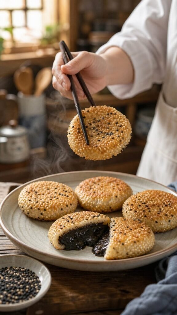 Chinese Sweet Black Sesame Glutinous Rice Cakes Recipe