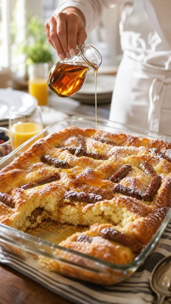 Pancake Sausage Casserole Breakfast Bake
