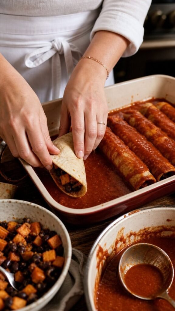 Sweet Potato & Black Bean Enchiladas for Cozy Nights