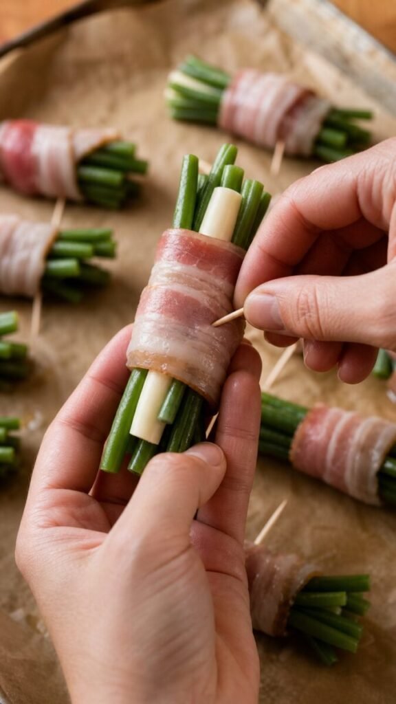 Cheesy Bacon-Wrapped Green Bean Bundles