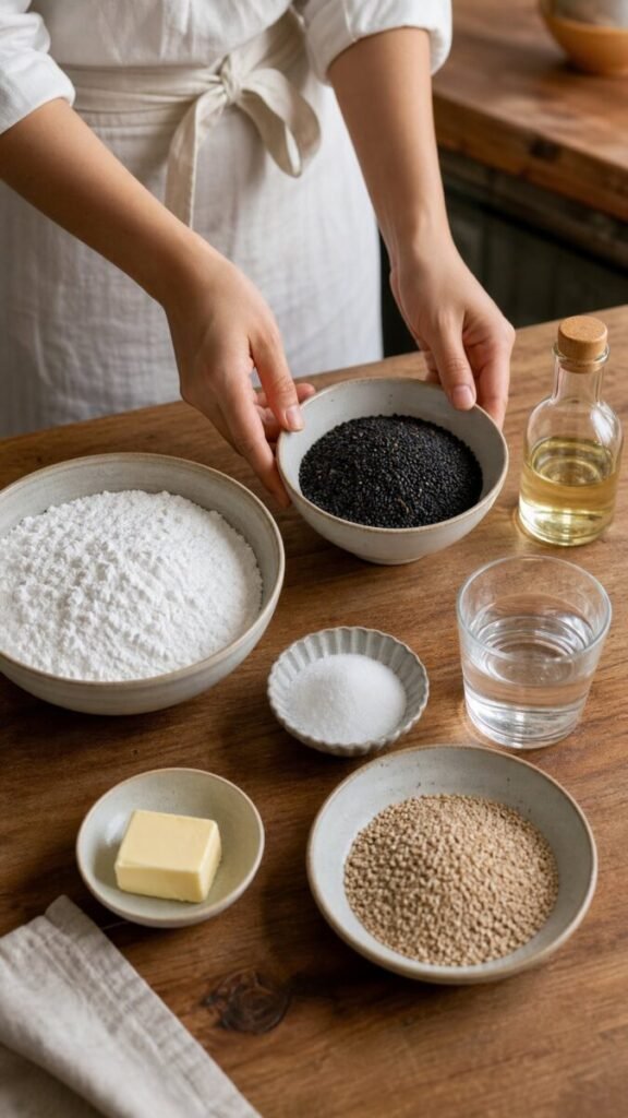 Chinese Sweet Black Sesame Glutinous Rice Cakes Recipe