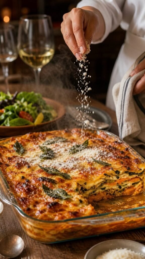 Layered Sweet Potato Butternut Squash Carrot Lasagna