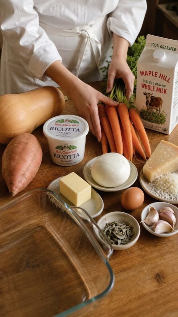 Layered Sweet Potato Butternut Squash Carrot Lasagna