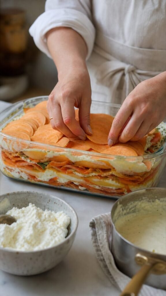 Layered Sweet Potato Butternut Squash Carrot Lasagna